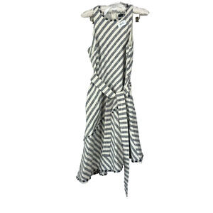 Banana Republic Dress Women's 10 P Tiered Grey Striped Fringe Asymmetrical Belt